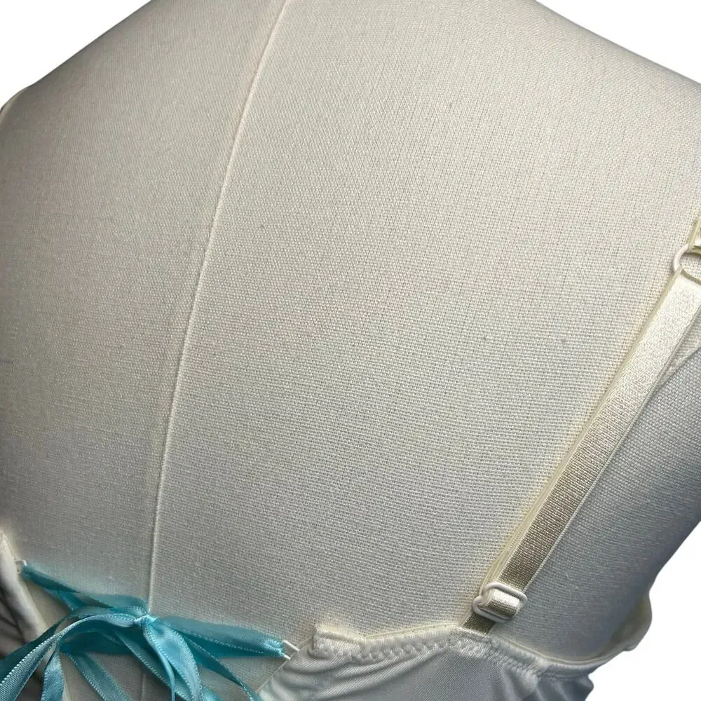 Victoria's Secret White Blue Lace Bridal Corset Bustier 34C Set Bridal Coquette